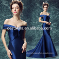 Alibaba de hombro elegante delgado azul real vestido de noche de sirena sexy 2017